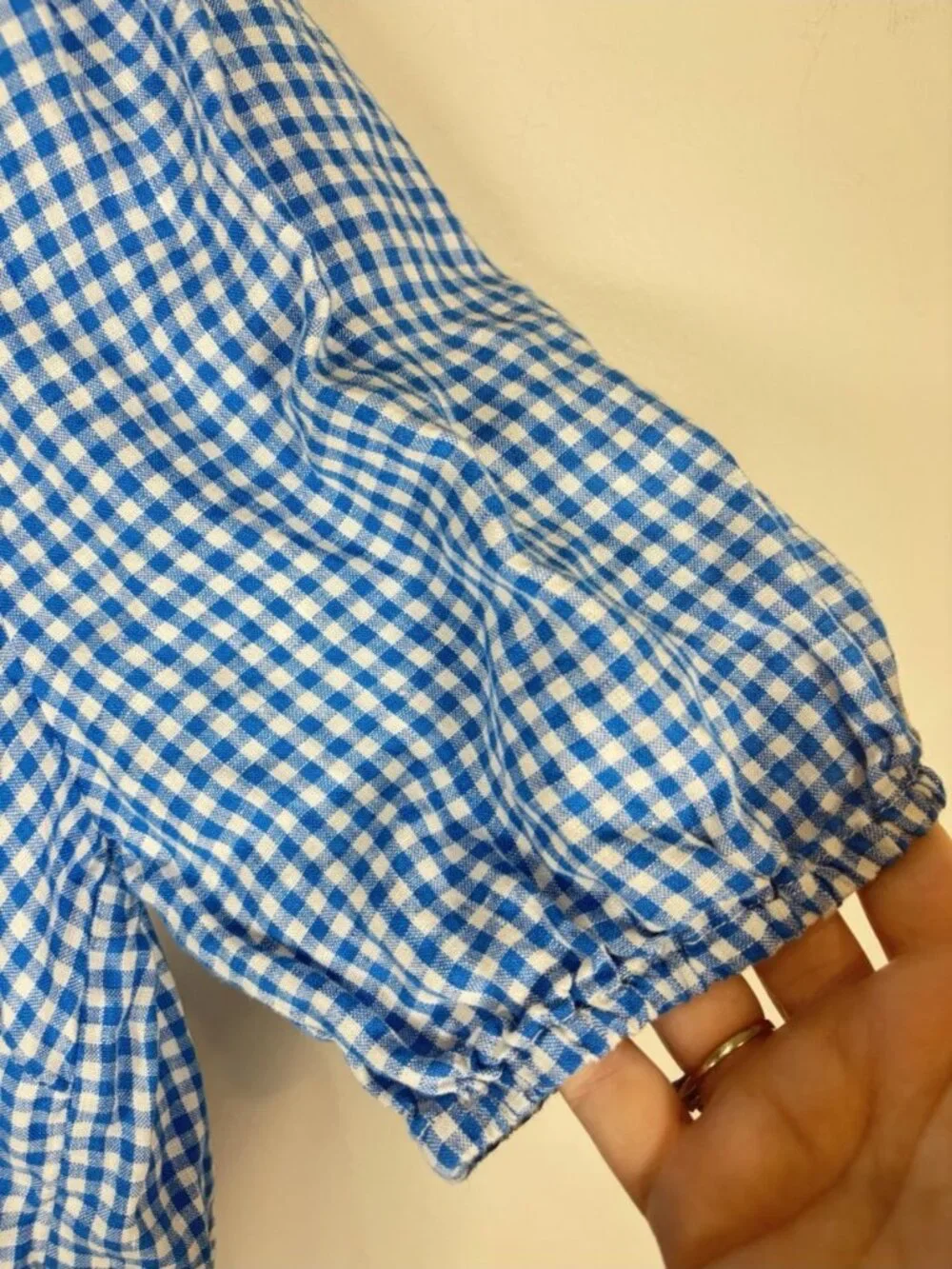 Boden Brooke Linen Top Shirt Blouse Size 14 Blue Gingham Checkered Resort Preppy